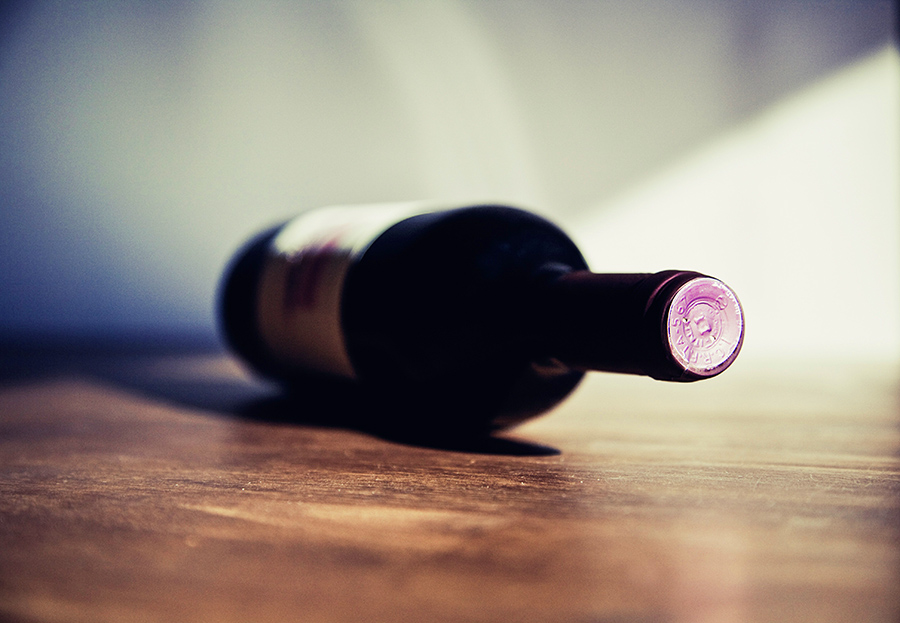 a bottle of wine ready to spin