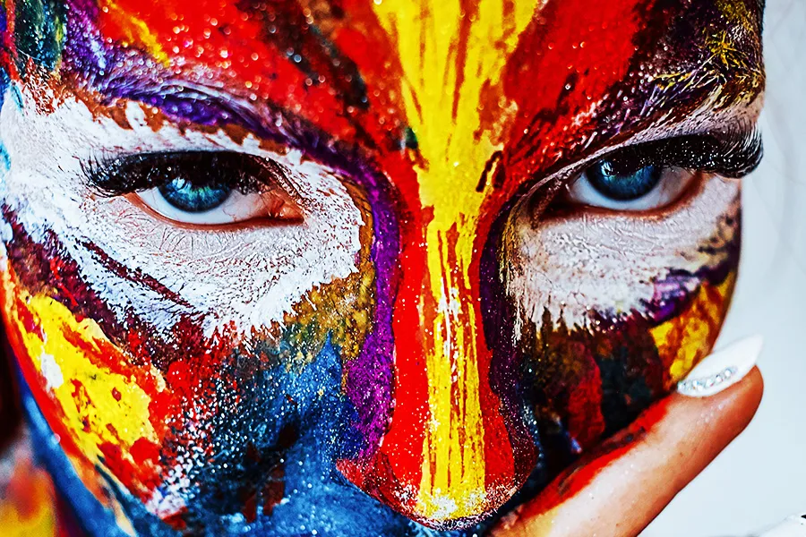 a bodypainted face of a girl